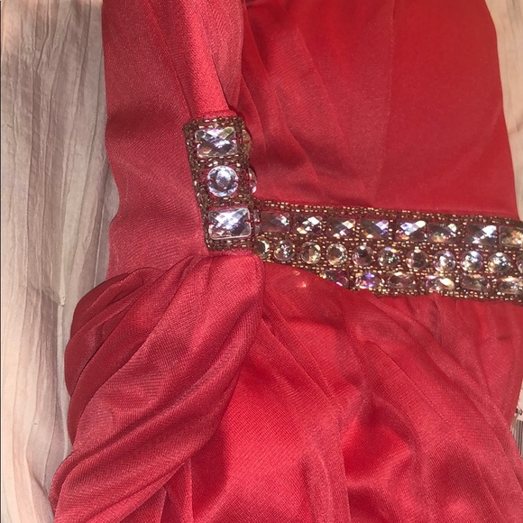 coral strapless dress - Picture 2 of 4